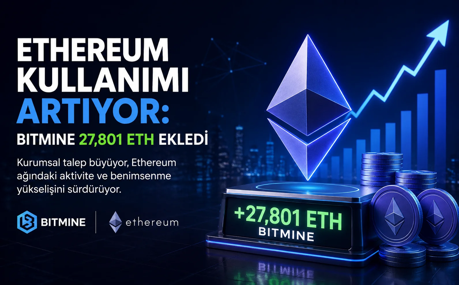 Ethereum Kullanımı Artıyor: Bitmine 27,801 ETH Ekledi